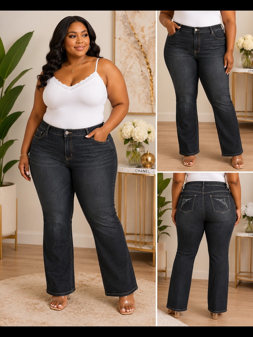 HipStar Women's Plus Size Dark Wash Bootcut Jeans